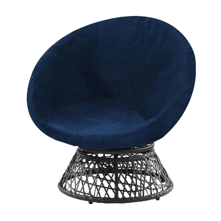 Housse de chaise ronde en Velours Ella de couleur bleu marine