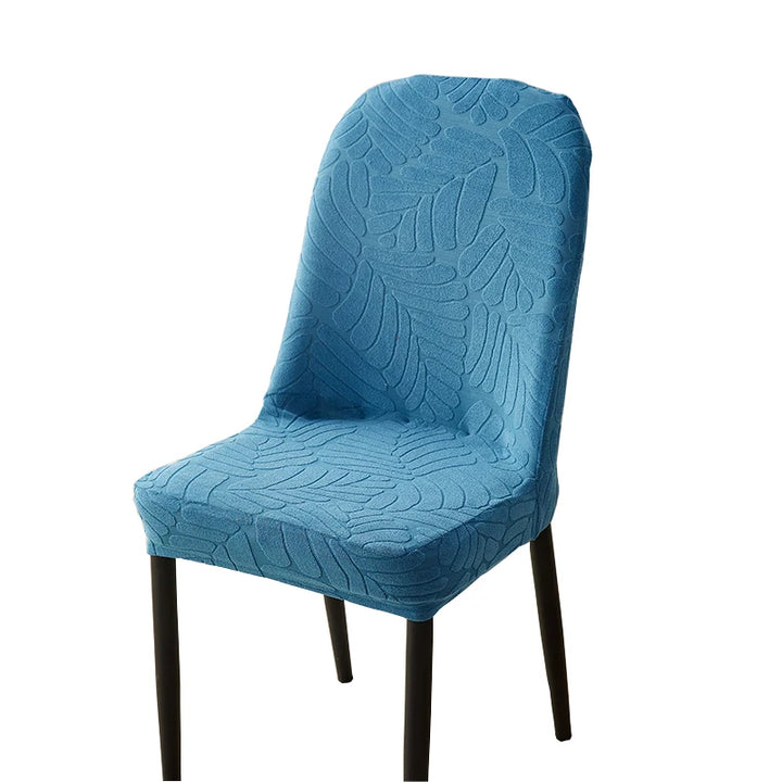 Housse de chaise arrondie en jacquard effet fleuri Léandra de couleur bleu
