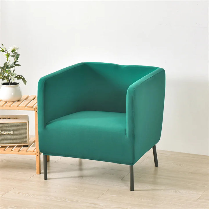 Housse de fauteuil carré en tissu Alix de couleur vert