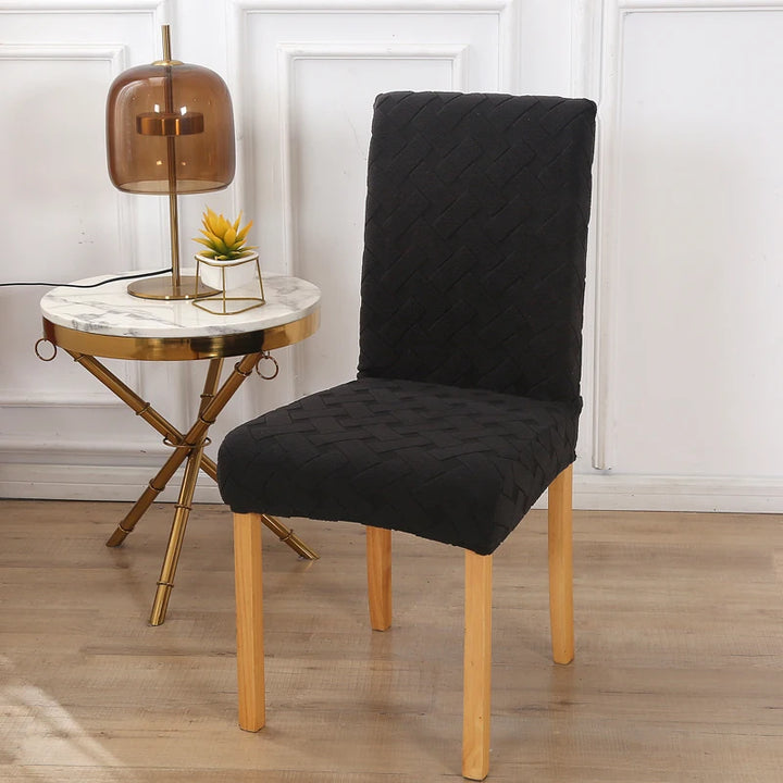 Housse de chaise en jacquard à carreaux Virginia de couleur noir