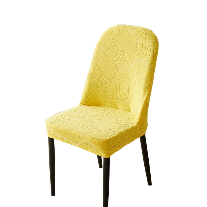 Housse de chaise arrondie en jacquard effet fleuri Léandra de couleur jaune