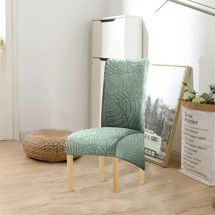 Housse de chaise XL en jacquard effet fleuri Melody de couleur vert avec décor