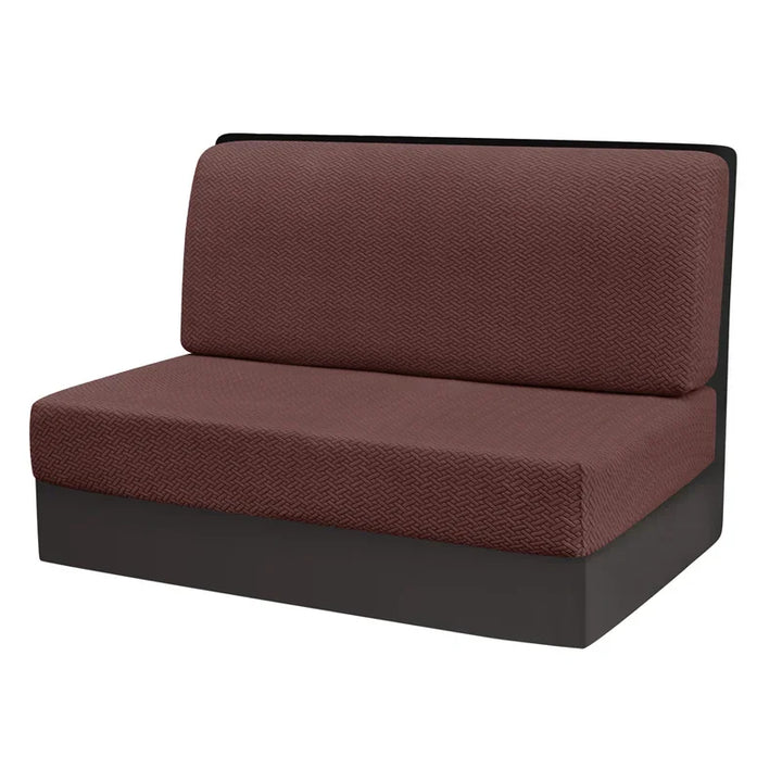 Housse de banquette en 2 parties en jacquard effet tressé Livia de couleur marron