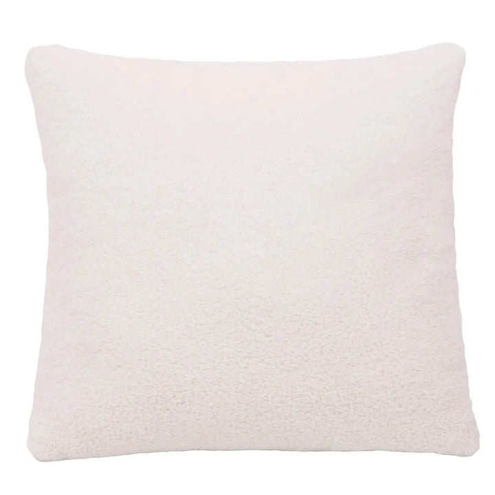 Housse de coussin en velours effet nounours Agustina de couleur blanc