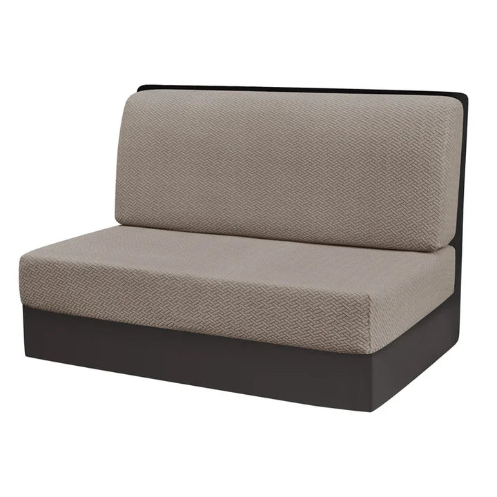 Housse de banquette en 2 parties en jacquard effet tressé Livia de couleur taupe