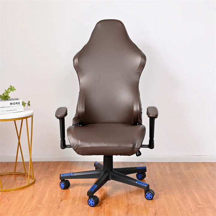 Housse de chaise de bureau effet cuir Cyndelle de couleur marron
