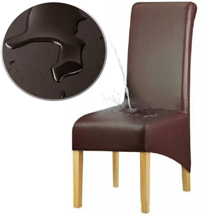 Housse de chaise XL effet cuir waterproof Alma de couleur marron