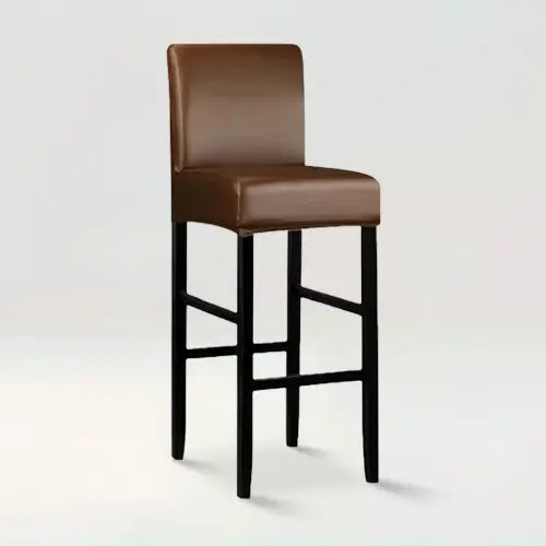 Housse de chaise de bar effet cuir Valentina de couleur café sur fond beige