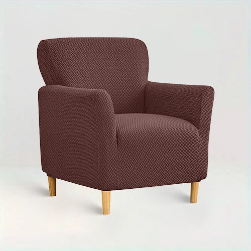 Housse de fauteuil club en jacquard effet tressé - Rosa de couleur café sur fond beige