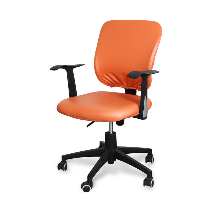 Housse de chaise de bureau effet cuir imperméable Lorena de couleur orange