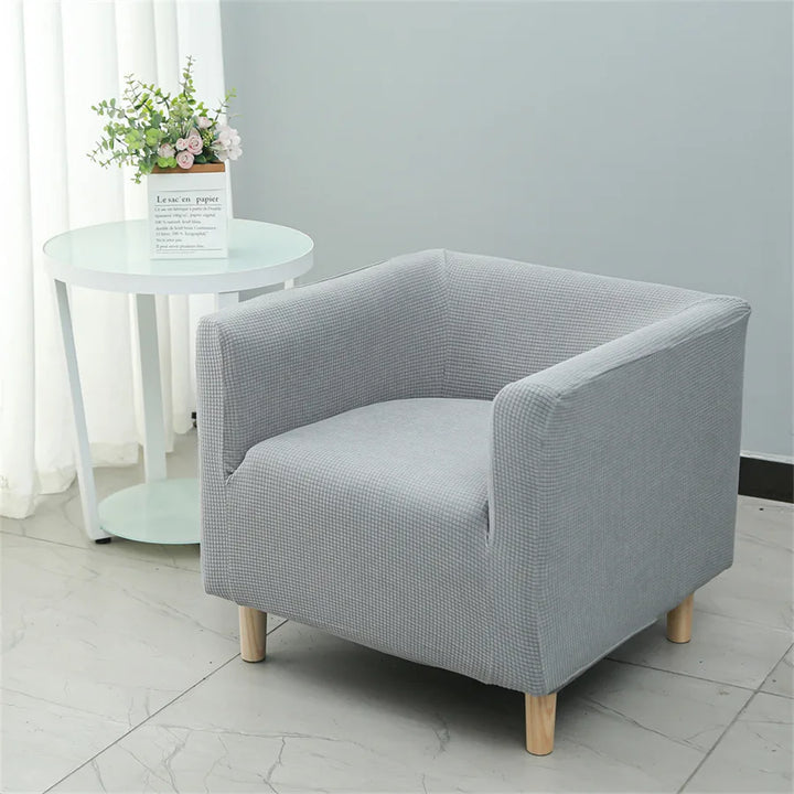 Housse de fauteuil carré en jacquard Armanda de couleur gris