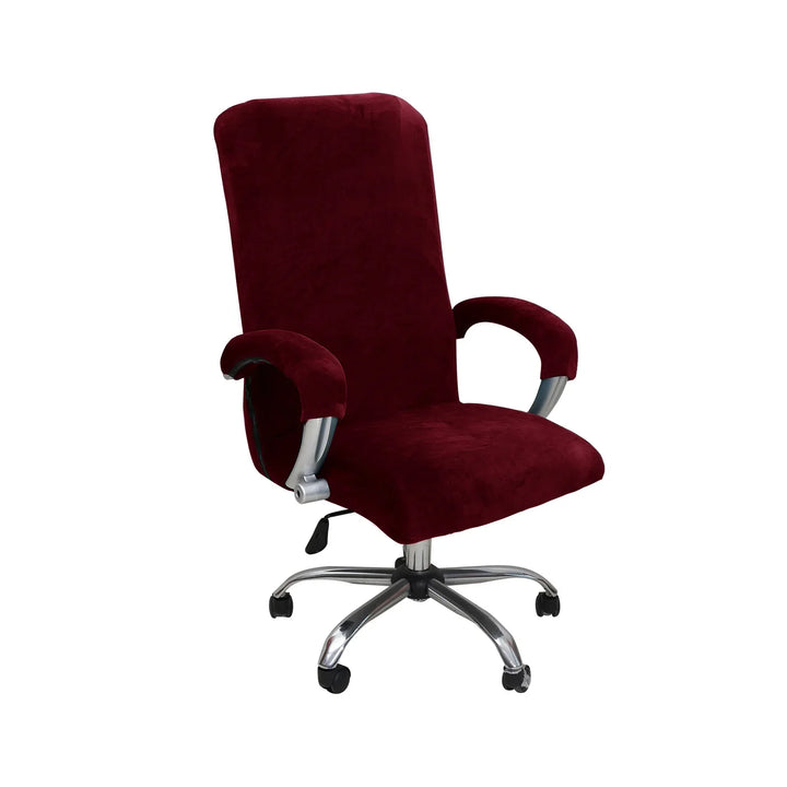 Housse de chaise de bureau en velours Lolita de couleur bordeaux