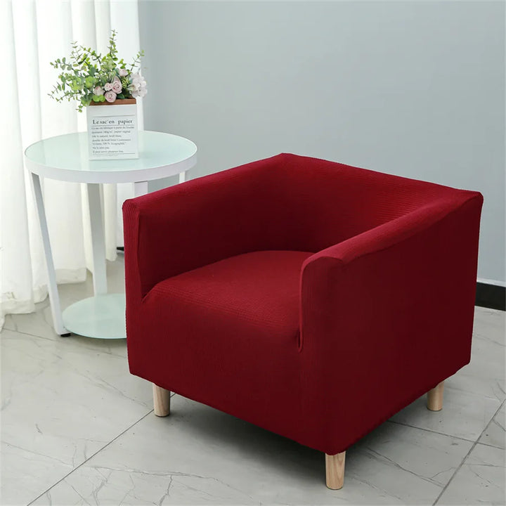 Housse de fauteuil carré en jacquard Armanda de couleur rouge