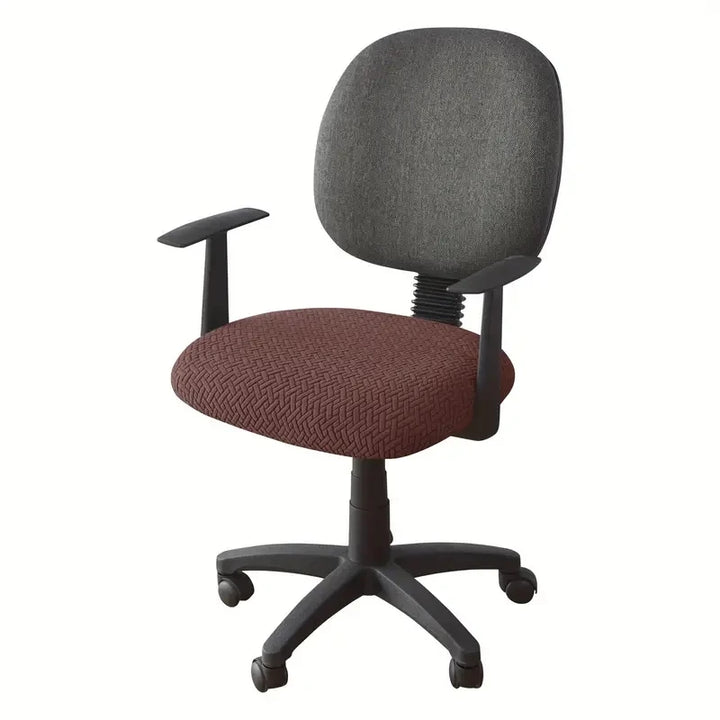 Housse de siège pour chaise de bureau en jacquard effet tressé Liana de couleur café