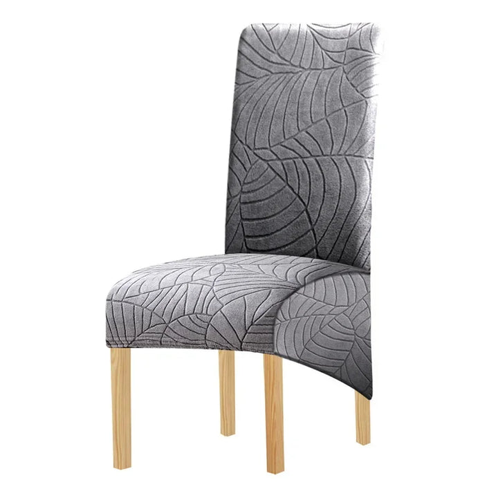 Housse de chaise XL en jacquard effet fleuri Melody de couleur gris clair