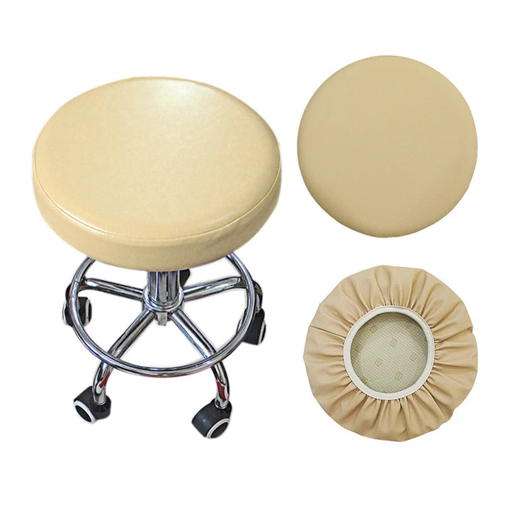 Housse de tabouret en simili cuir imperméable beige