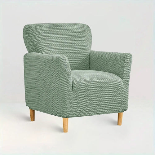 Housse de fauteuil club en jacquard effet tressé - Rosa de couleur vert clair sur fond beige