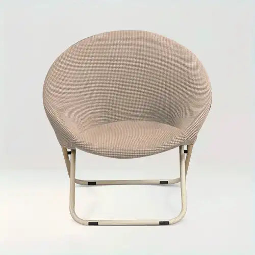 Housse de chaise ronde en jacquard  Amélia de couleur beige sur fond beige