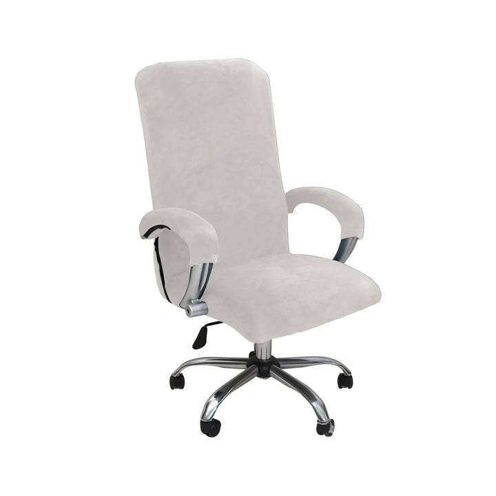 Housse de chaise de bureau en velours Lolita de couleur blanc