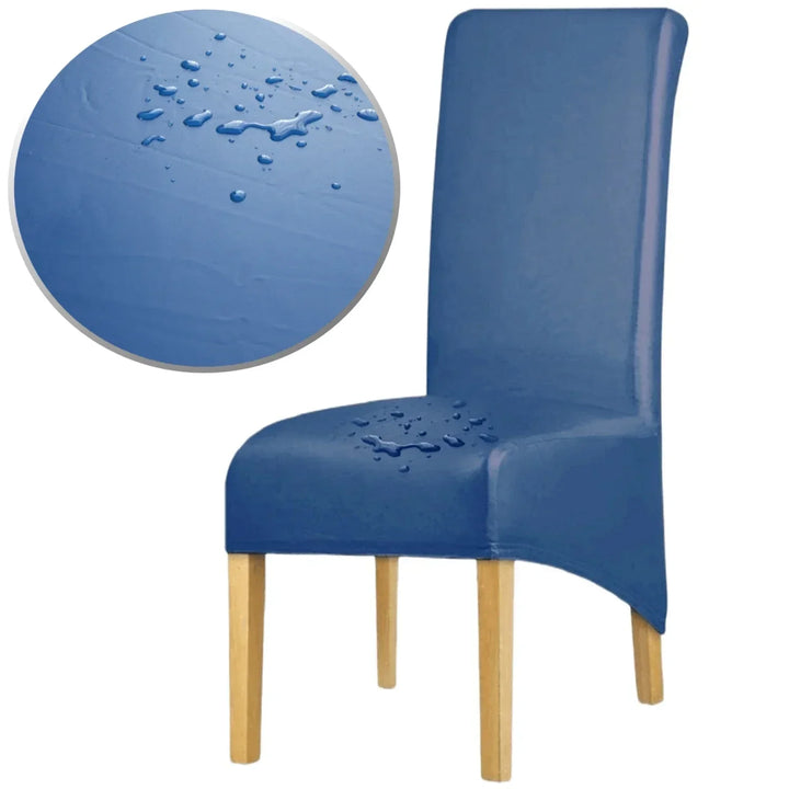 Housse de chaise XL effet cuir waterproof Alma de couleur bleu marine