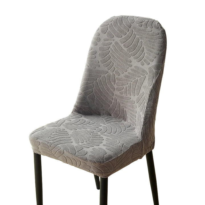 Housse de chaise arrondie en jacquard effet fleuri Léandra de couleur gris clair