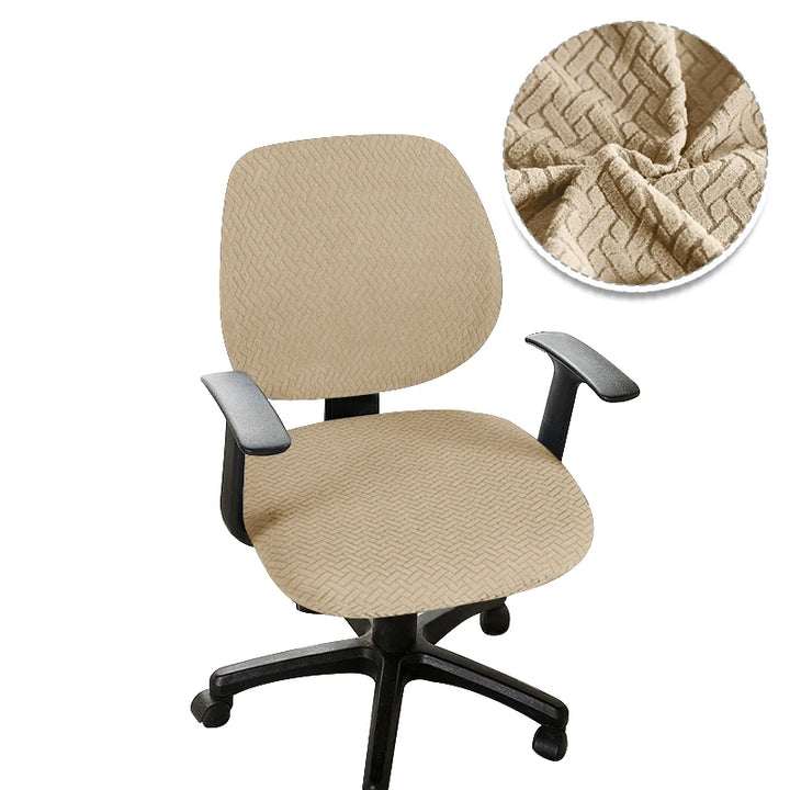 Housse de chaise de bureau en jacquard effet tressé Teresa de couleur beige