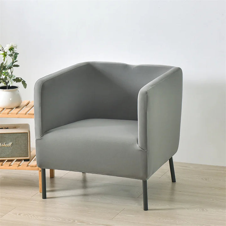 Housse de fauteuil carré en tissu Alix de couleur gris clair