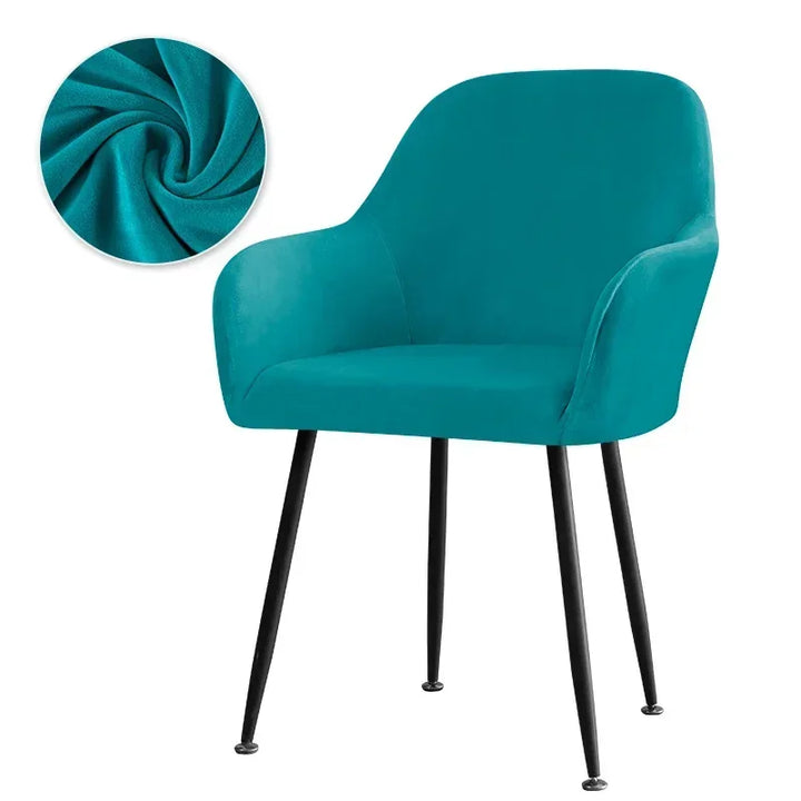 Housse de chaise avec accoudoirs en Velours Carla bleu turquoise