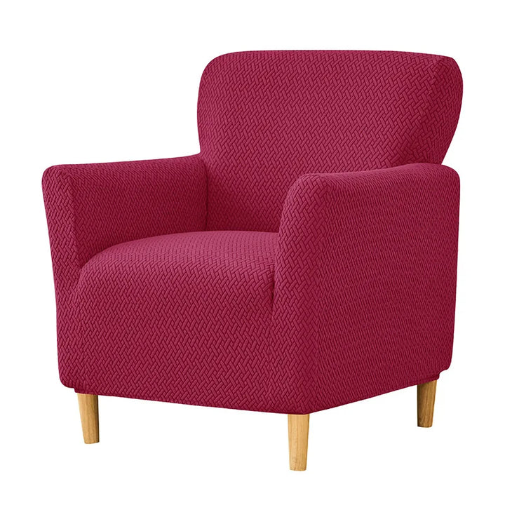 Housse de fauteuil club en jacquard effet tressé Rosa de couleur bordeaux