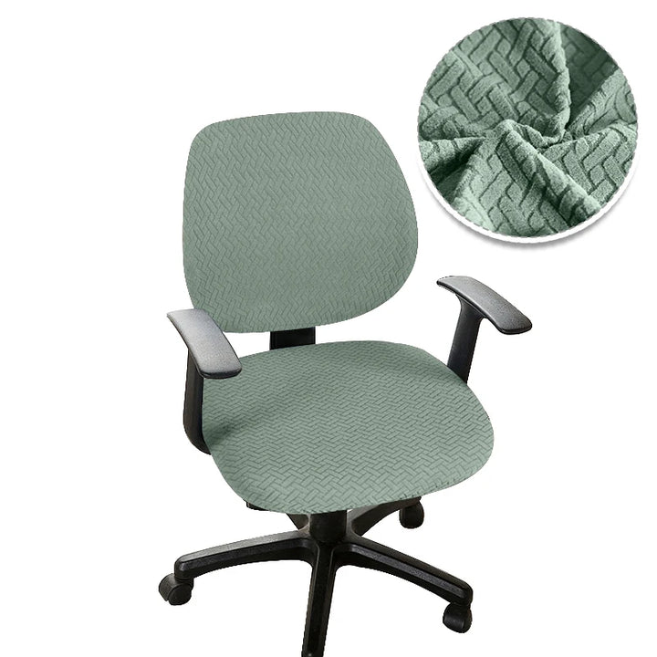 Housse de chaise de bureau en jacquard effet tressé Teresa de couleur vert clair