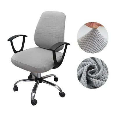 49674762420557Housse de chaise de bureau en jacquard Raquel de couleur gris clair