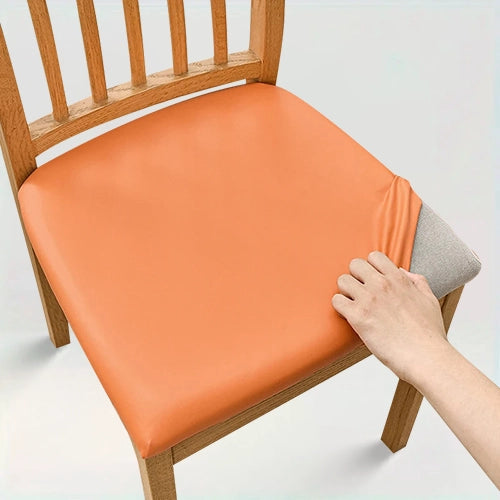 Housse de siège amovible effet cuir imperméable - Louise couleur orange sur fond beige