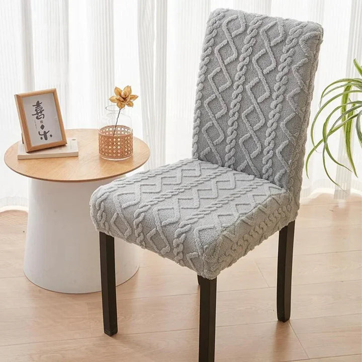 Housse de chaise en tissu épais Cassy de couleur gris