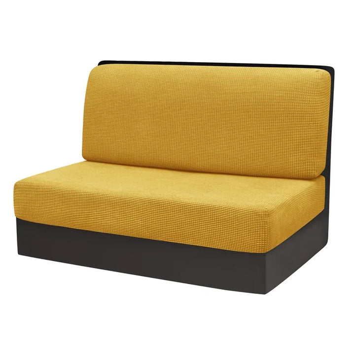 Housse de banquette en 2 parties en jacquard Rozalia de couleur jaune