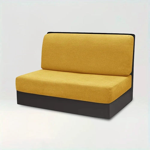 Housse de banquette en 2 parties en jacquard - Rozalia de couleur jaune sur fond beige