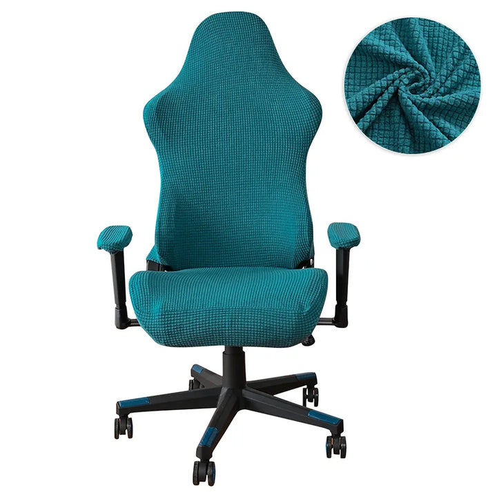Housse de chaise de bureau en Jacquard turquoise