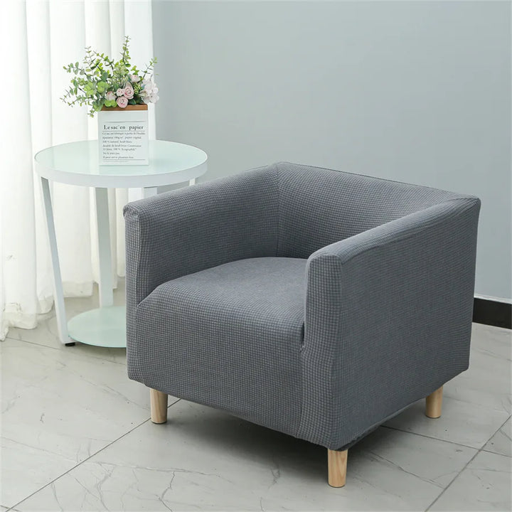 Housse de fauteuil carré en jacquard Armanda de couleur gris clair