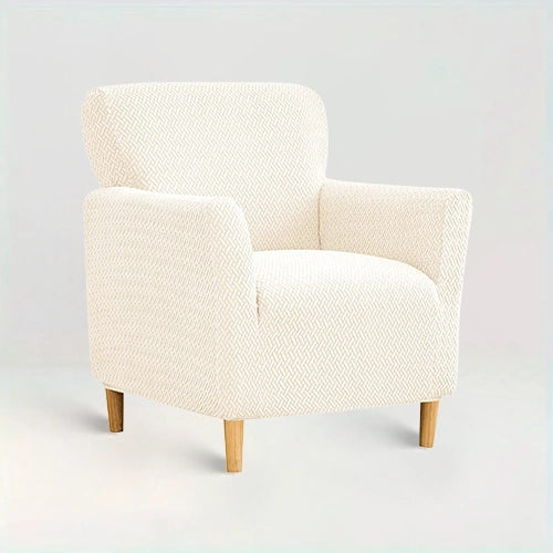 Housse de fauteuil club en jacquard effet tressé - Rosa de couleur crème sur fond beige