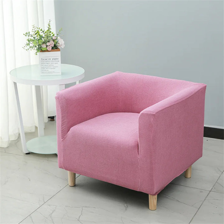 Housse de fauteuil carré en jacquard Armanda de couleur rose