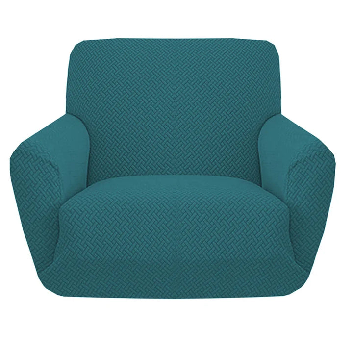 Housse de fauteuil en jacquard de couleur bleu turquoise