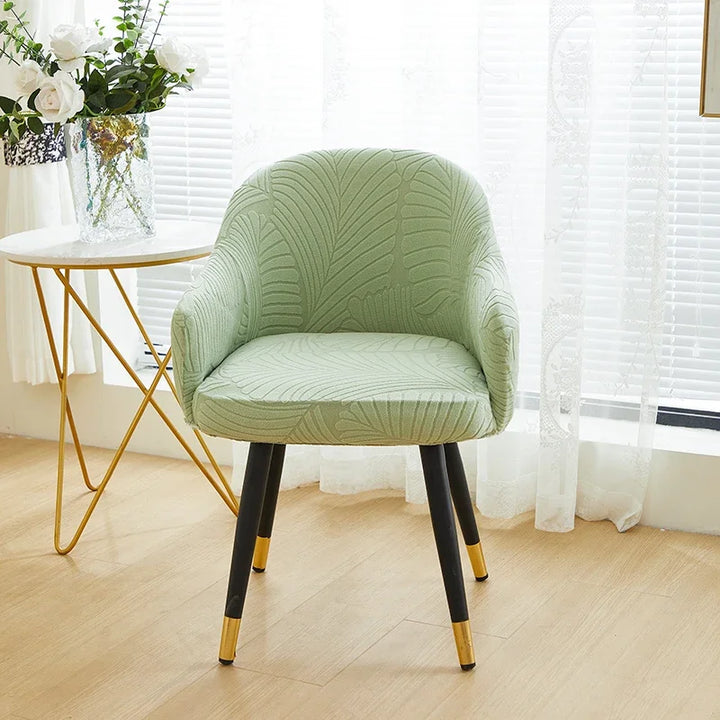 Housse de chaise avec accoudoirs en jacquard effet floral Abril de couleur vert clair avec décor