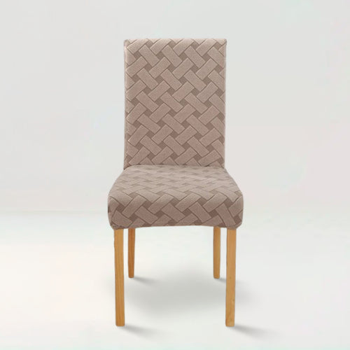 Housse de chaise en jacquard à carreaux - Virginia sur fond beige