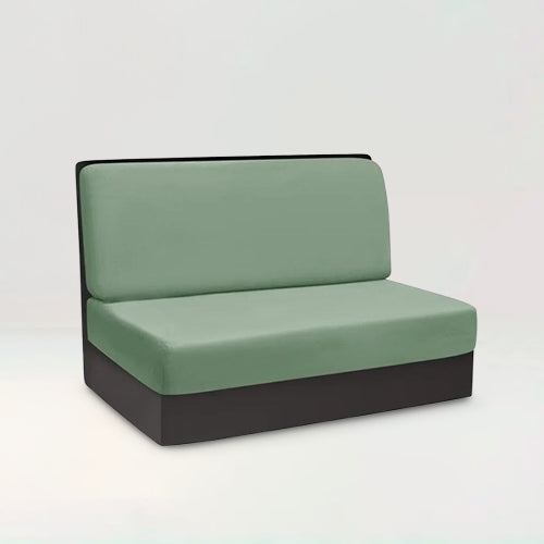 Housse de banquette en 2 parties en velours Valencia de couleur vert clair sur fond beige