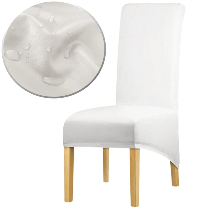 Housse de chaise XL effet cuir waterproof Alma de couleur blanc