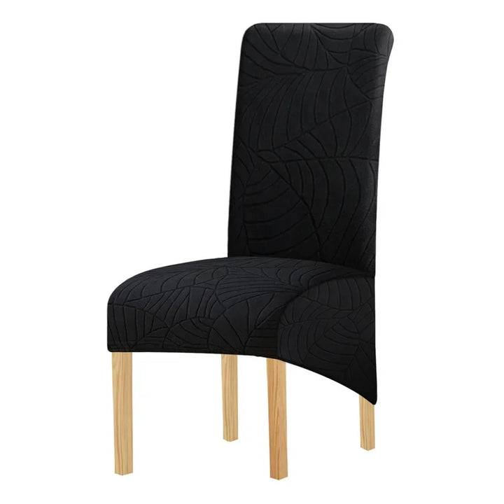 Housse de chaise XL en jacquard effet fleuri Melody de couleur noir
