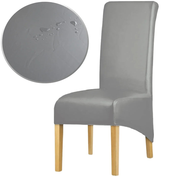 Housse de chaise XL effet cuir waterproof Alma de couleur gris foncé