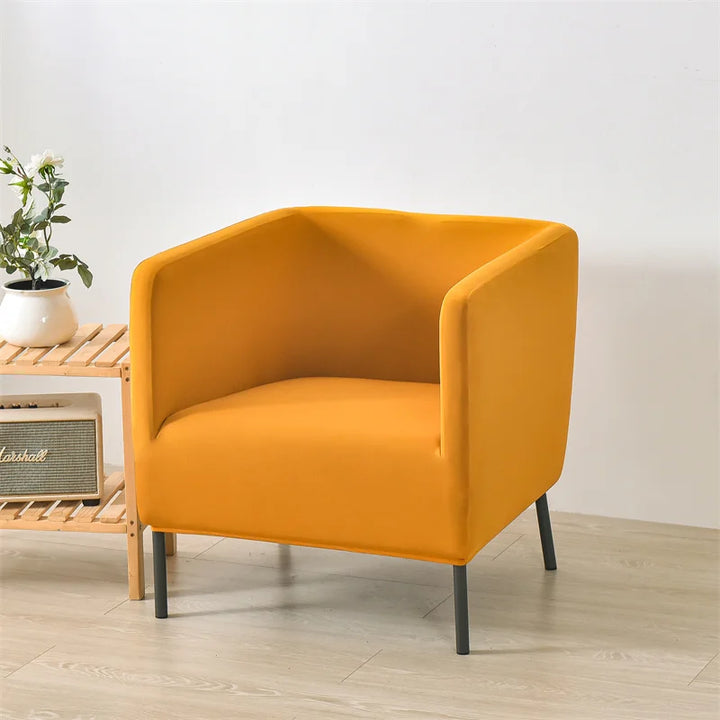 Housse de fauteuil carré en tissu Alix de couleur jaune