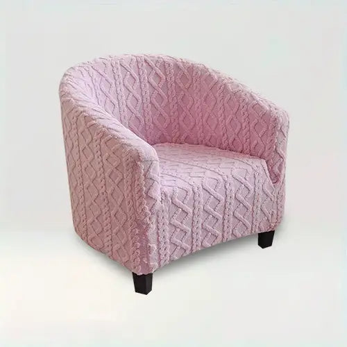 Housse de fauteuil cabriolet en tissu épais Annabelle de couleur rose sur fond beige