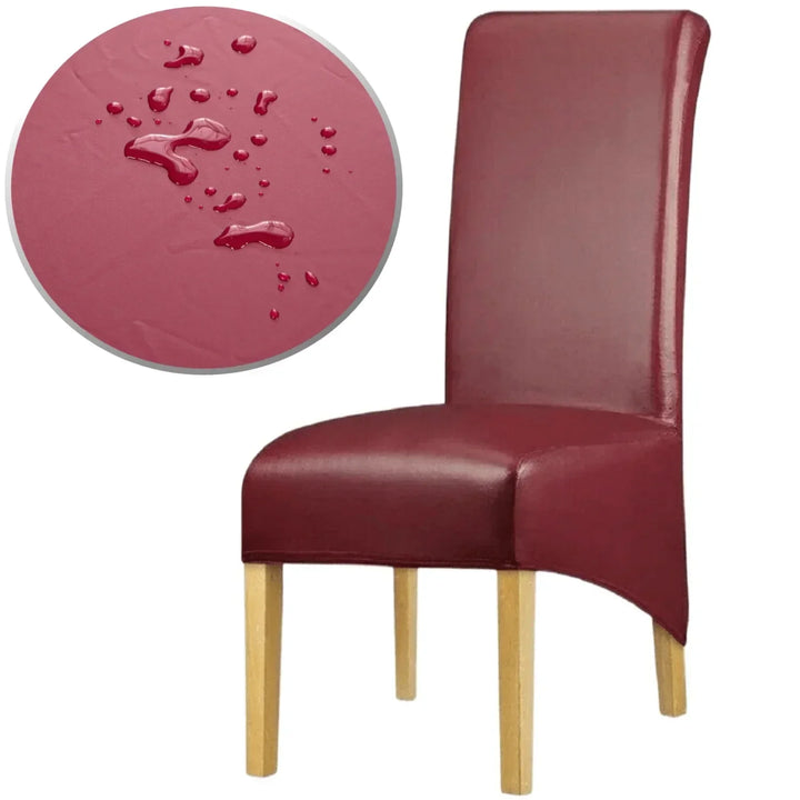 Housse de chaise XL effet cuir waterproof Alma de couleur bordeaux