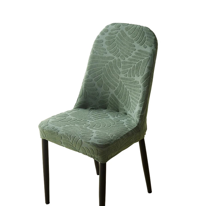 Housse de chaise arrondie en jacquard effet fleuri Léandra de couleur vert